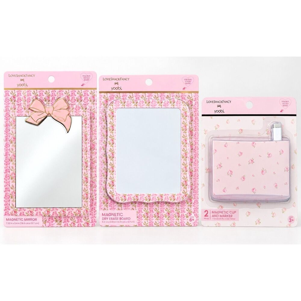 NWT LoveShackFancy x Yoobi 3 Pc Locker Set Mirror Board Cup Marker